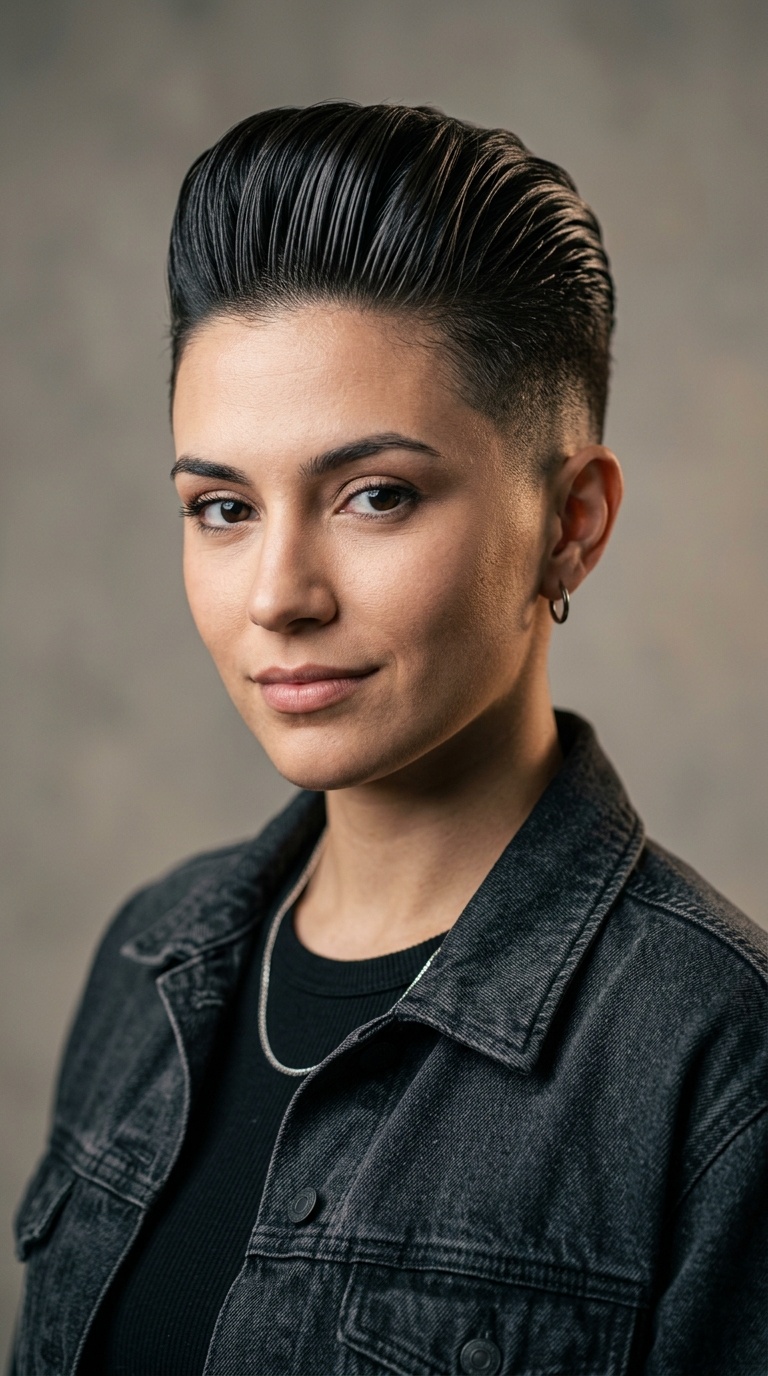 Slicked-Back Pompadour Undercut
