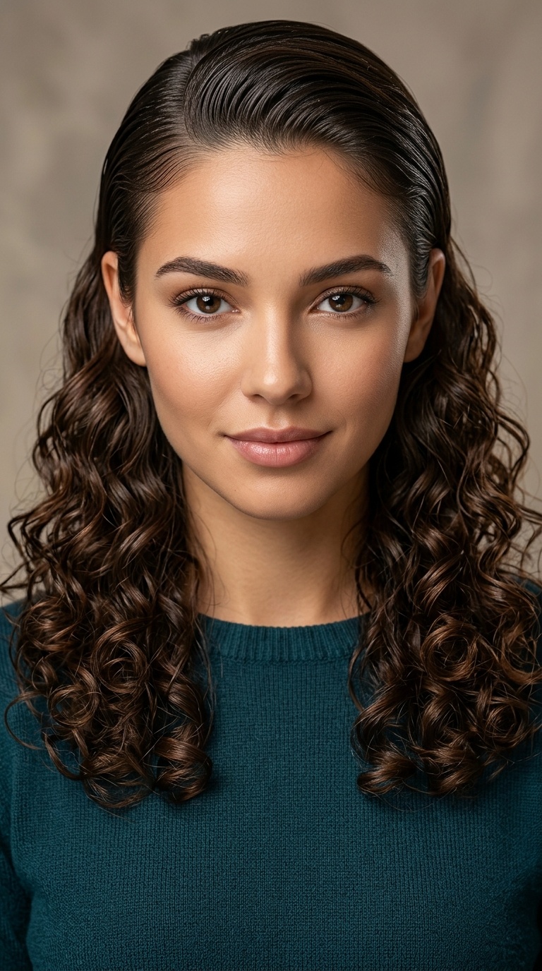 Slicked-Back Roots with Loose Curls