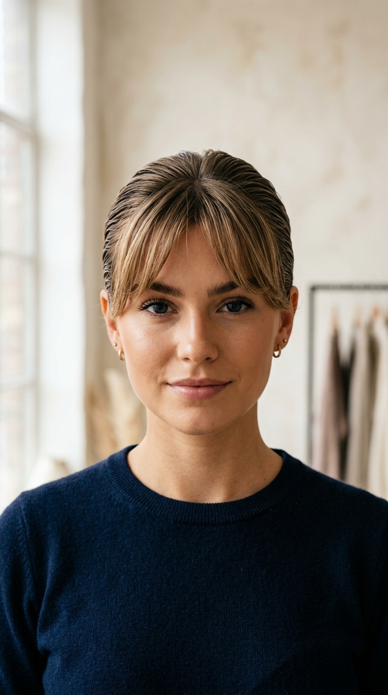 Slicked Back Sides with Bangs