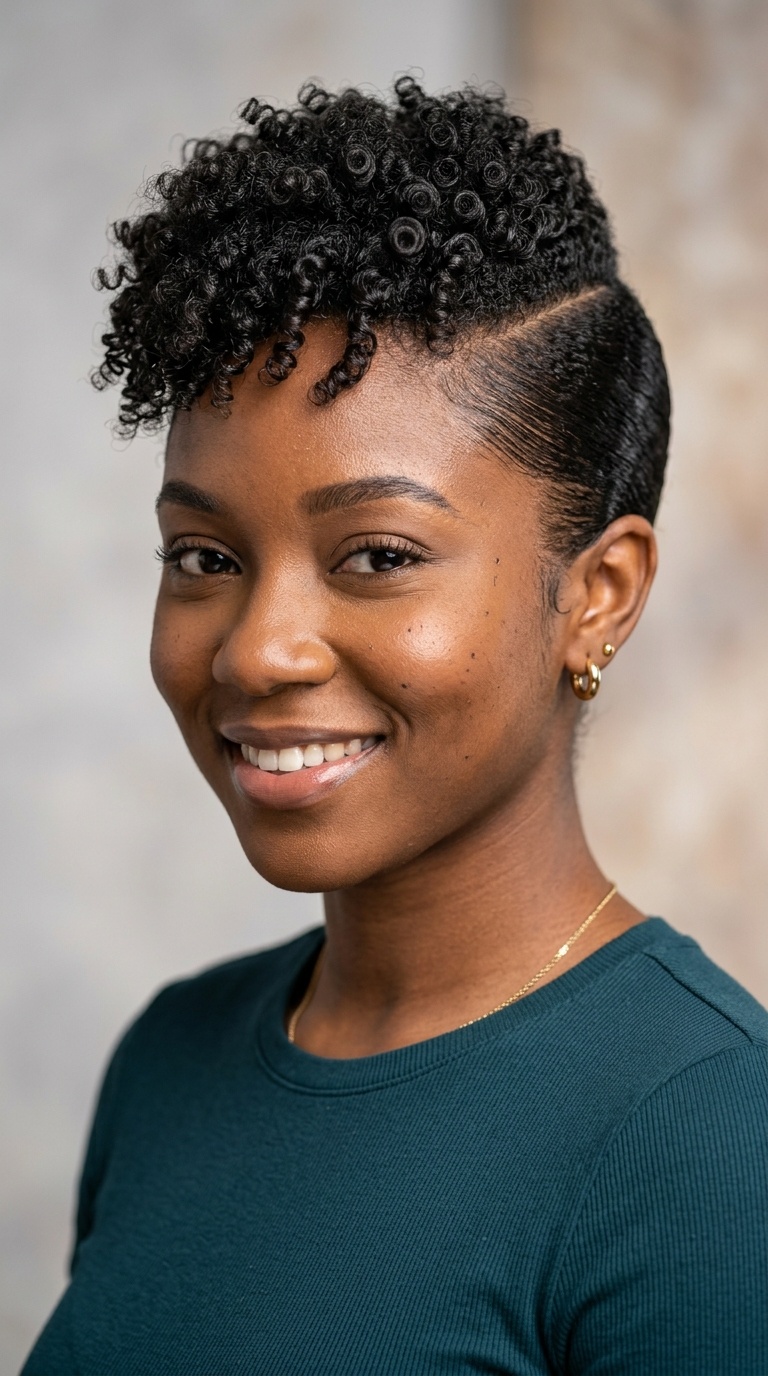 Slicked-Back Sides with Curls