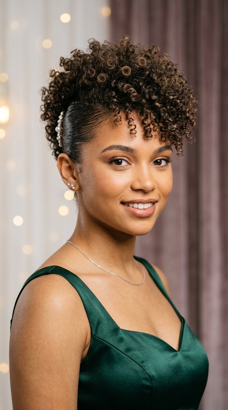 Slicked Back Sides with Curly Top