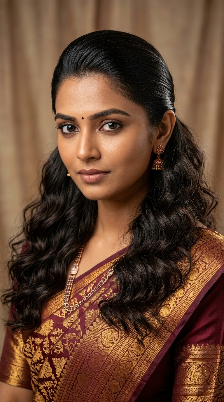 Slicked-Back Top with Wavy Ends