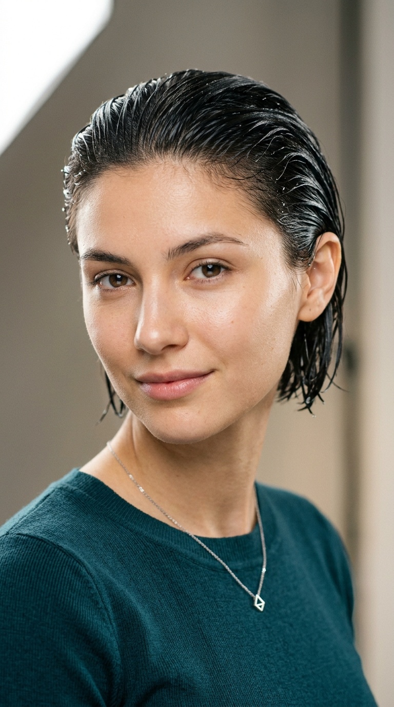 Slicked-Back Wet Look