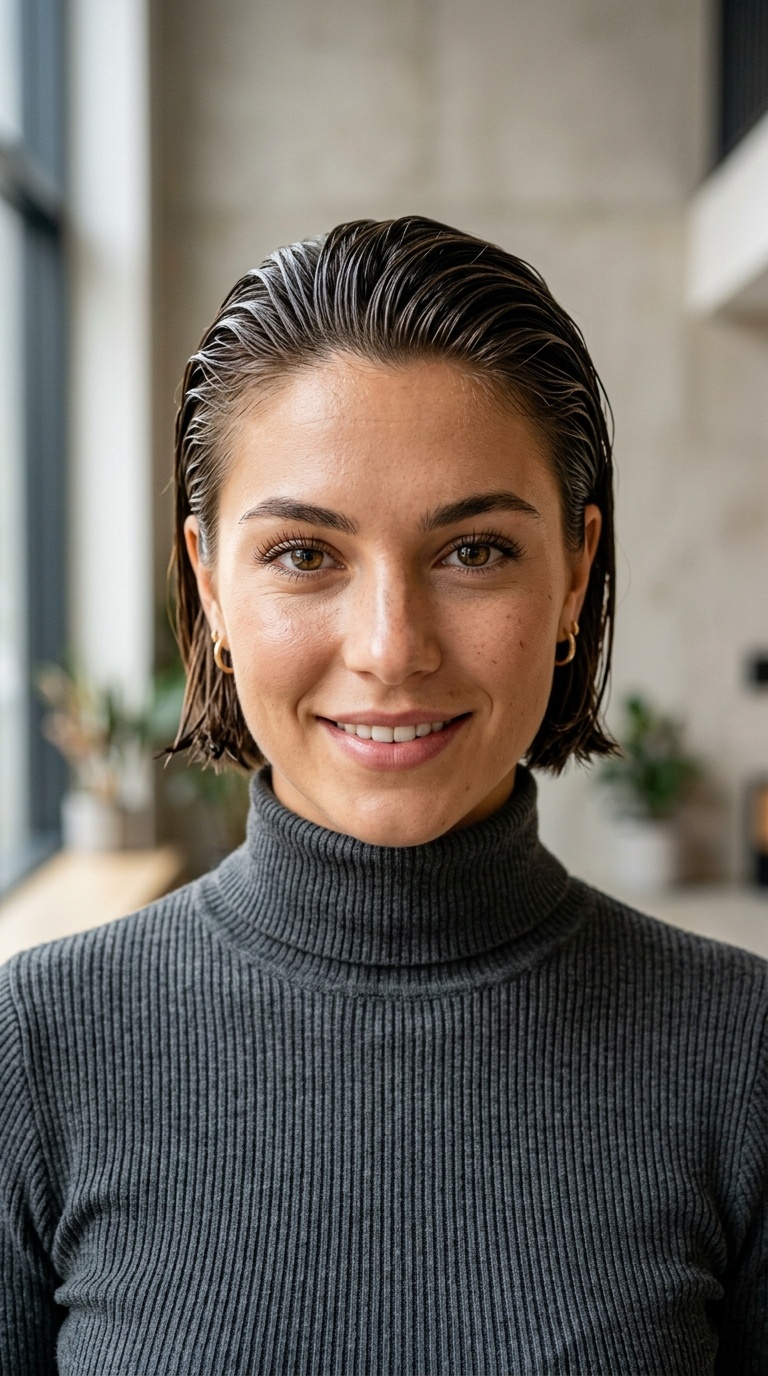 Slicked Back Wet Look