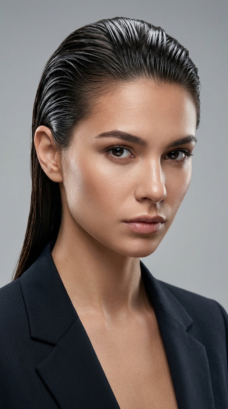 Slicked Back Wet Look