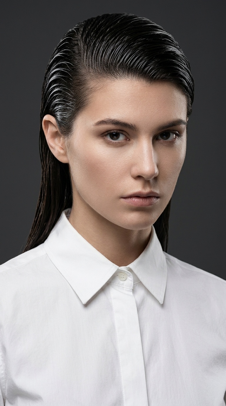 Slicked-Back Wet Look