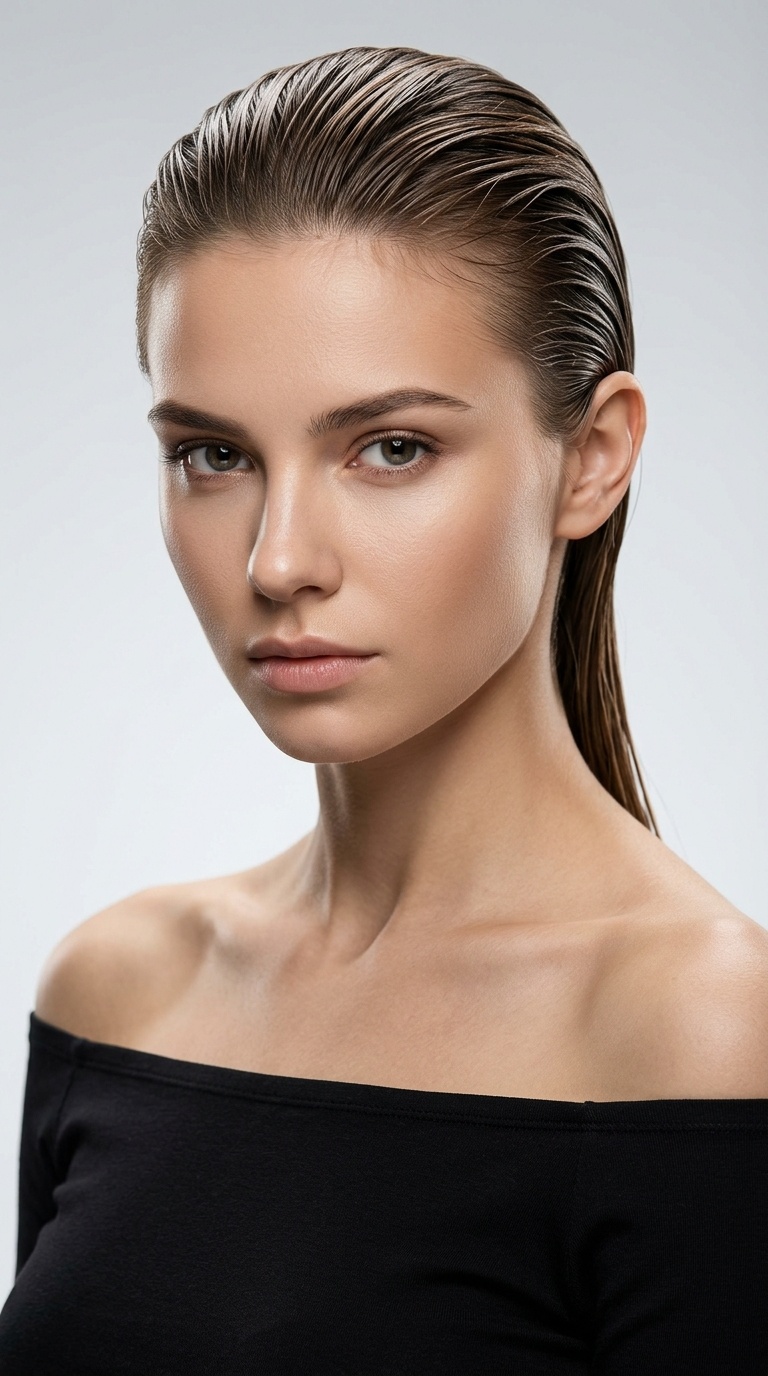Slicked-Back Wet Look