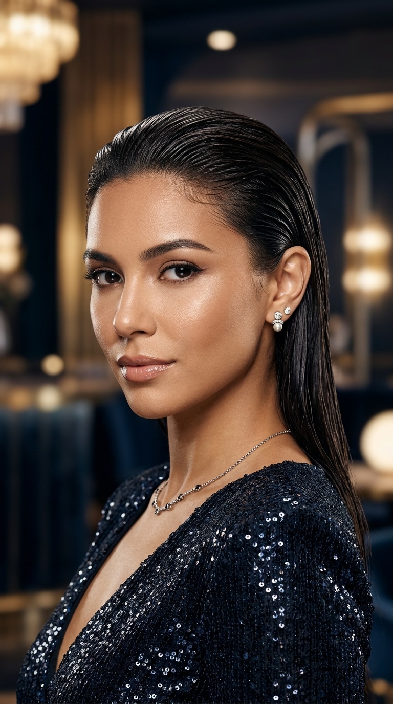 Slicked-Back Wet Look
