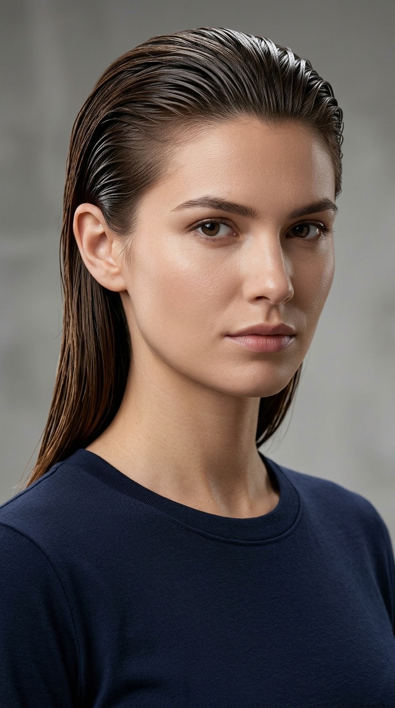 Slicked-Back Wet Look