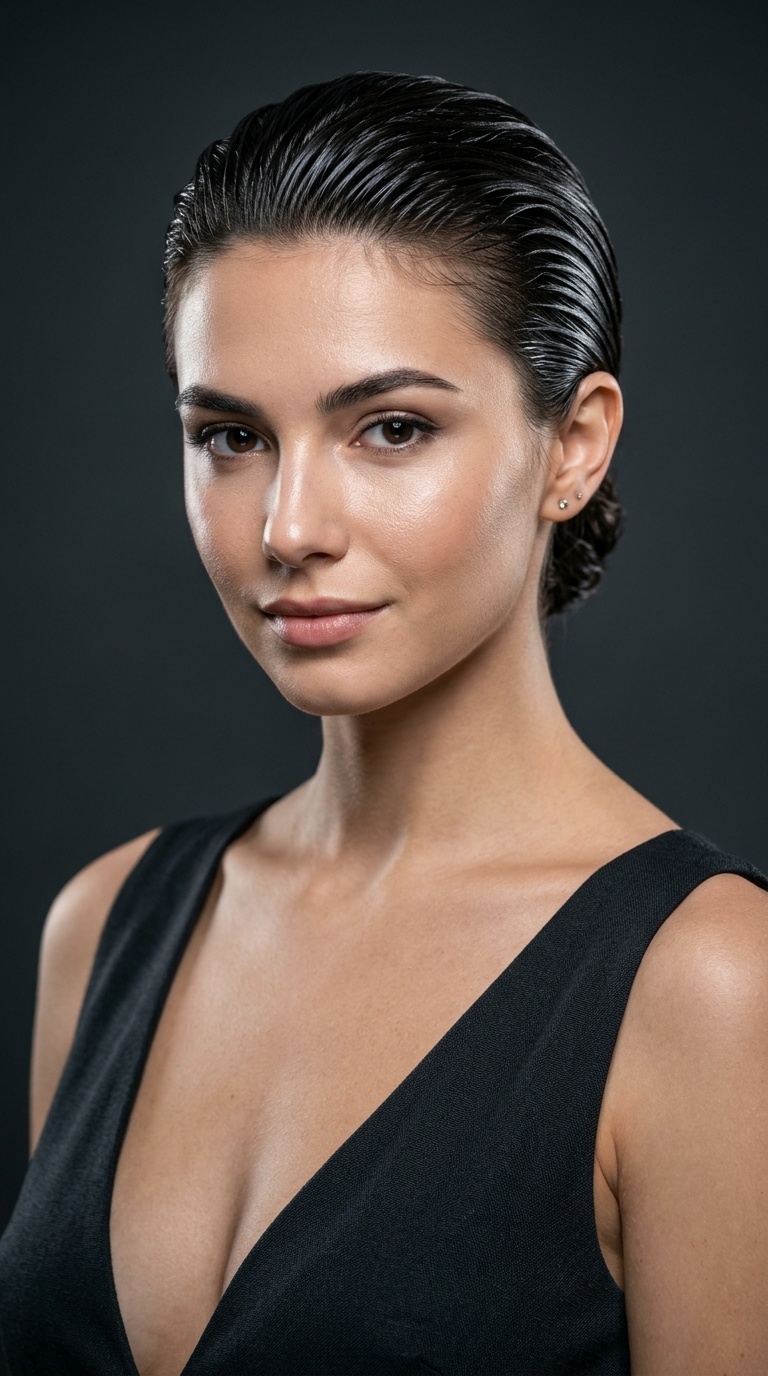 Slicked-Back Wet Look