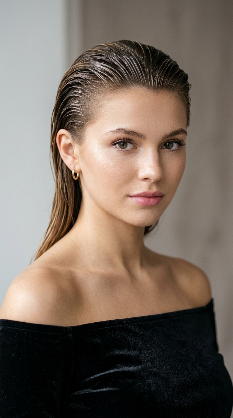 Slicked-Back Wet Look