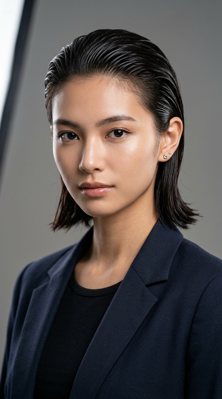 Slicked-Back Wet Look Tuck