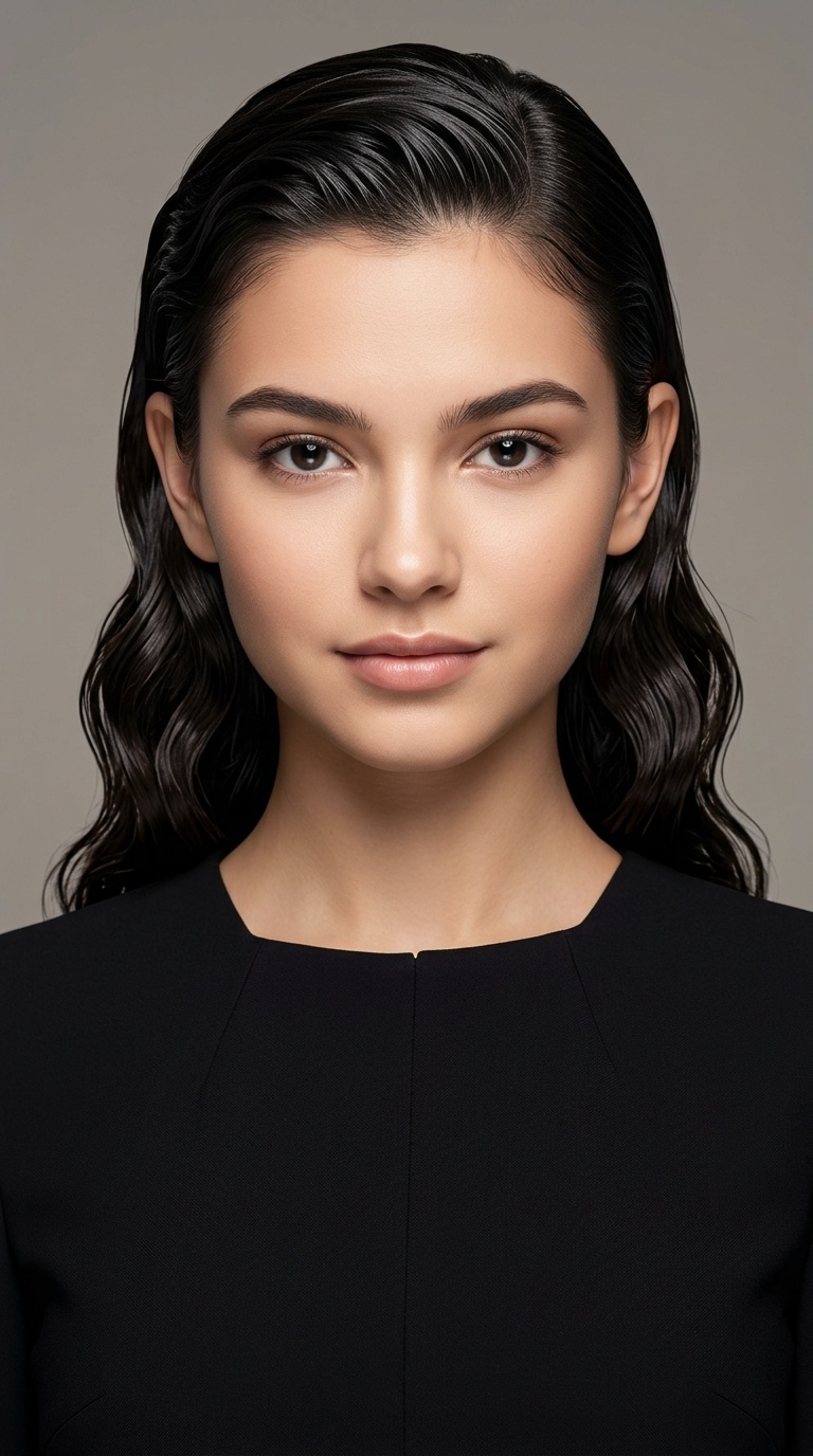 Slicked-Back Wet Look Waves