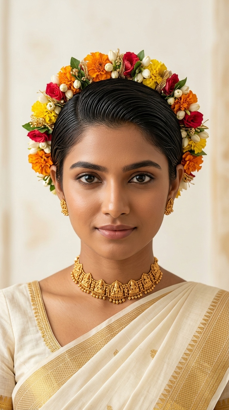 Slicked-Back with a Floral Halo