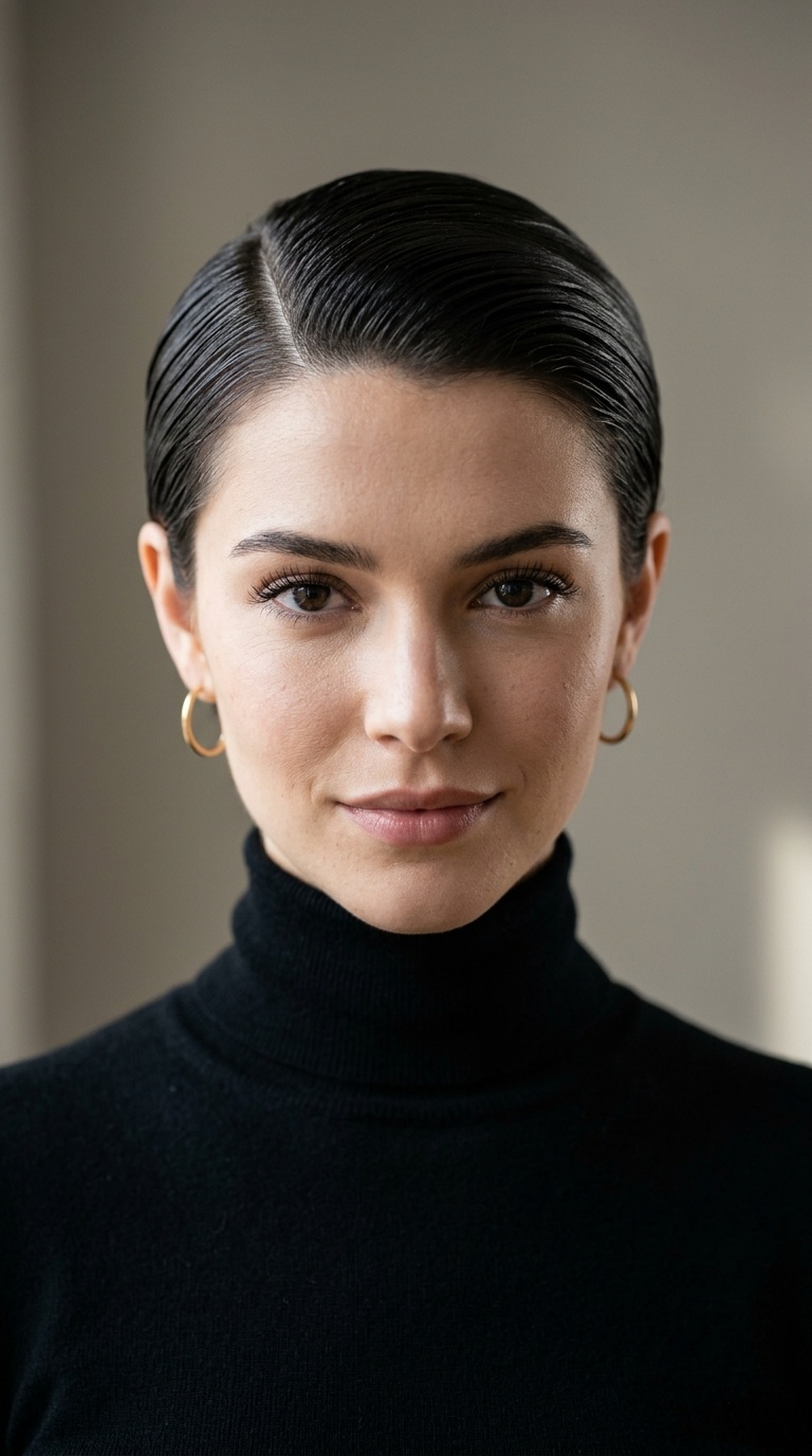 Slicked Back with Side Part