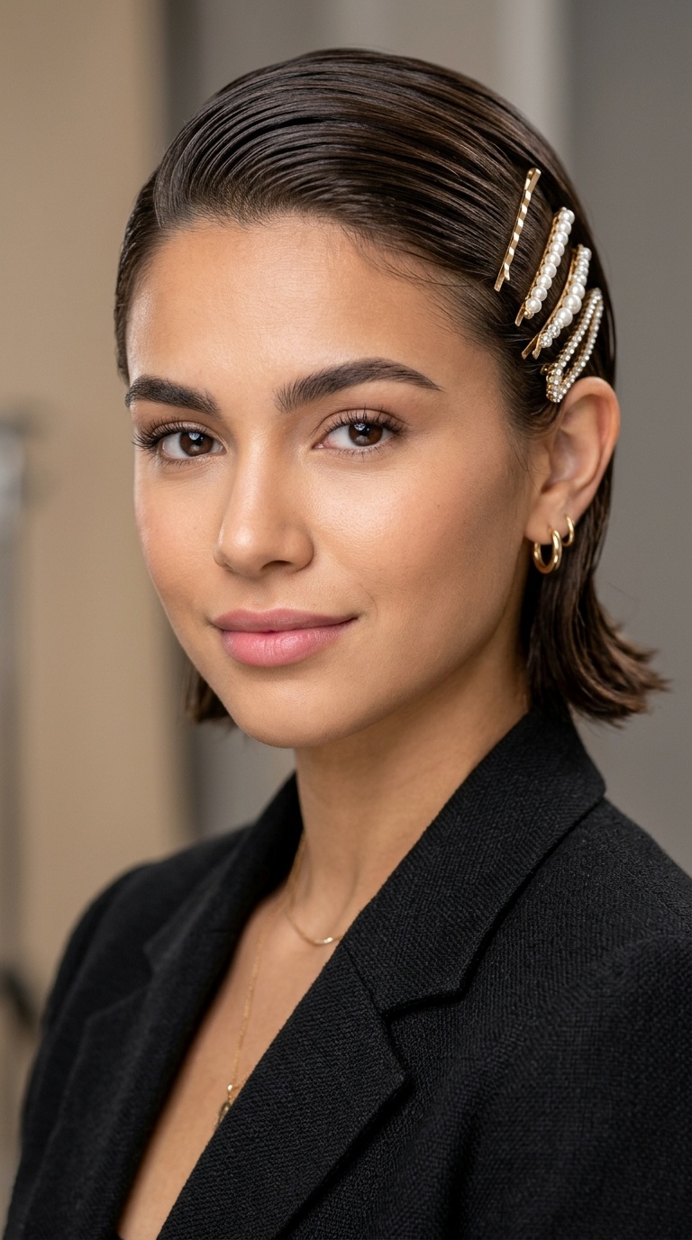 Slicked Back with Side Pins