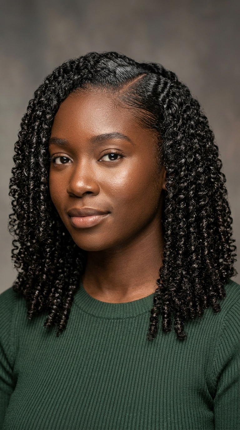 Slicked Finger Coils with Side Part