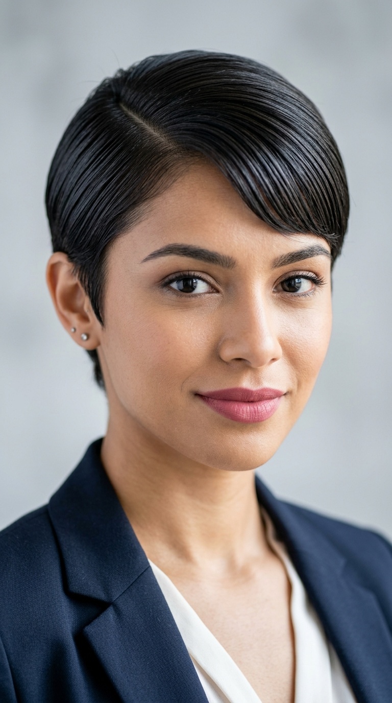 Slicked Side-Down Pixie