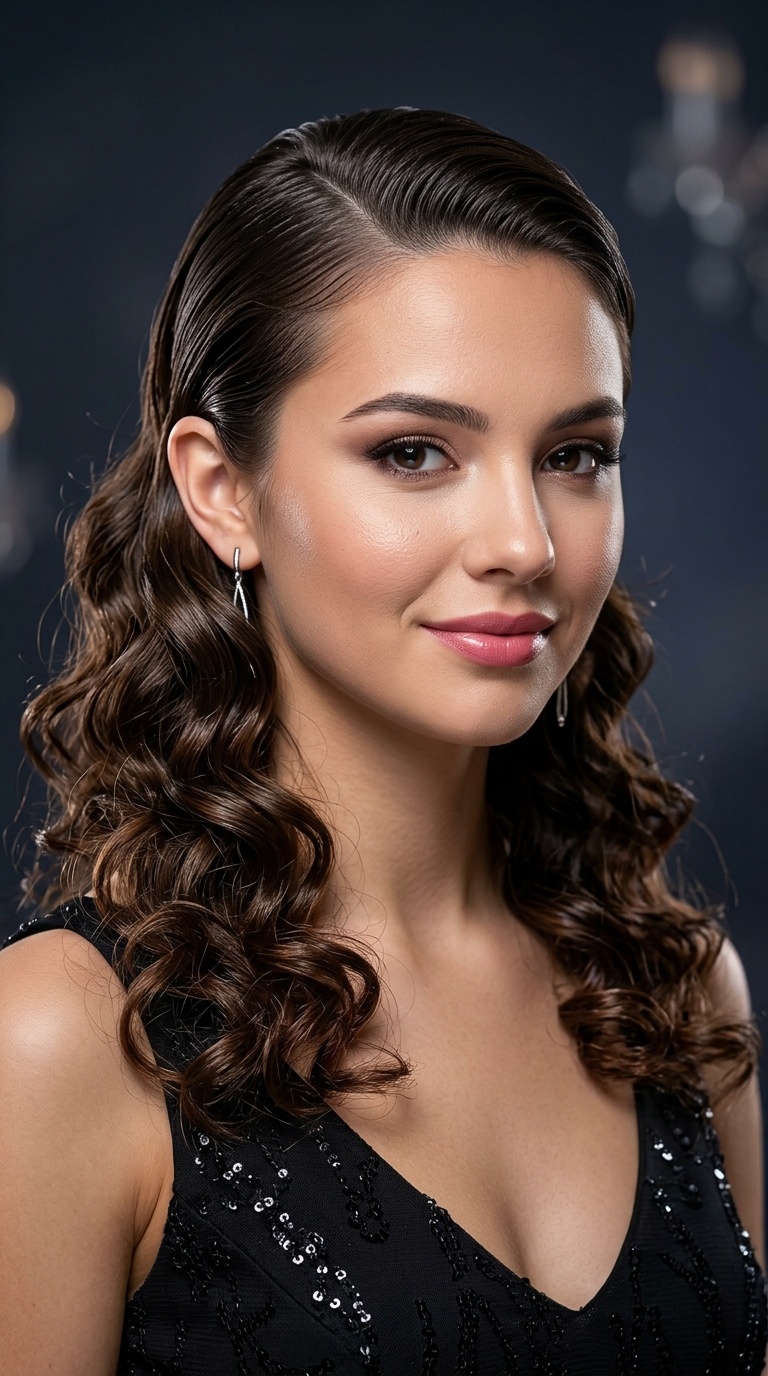 Slicked Side with Loose Curls