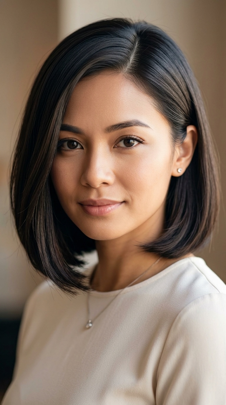Smooth Bob with Deep Side Part