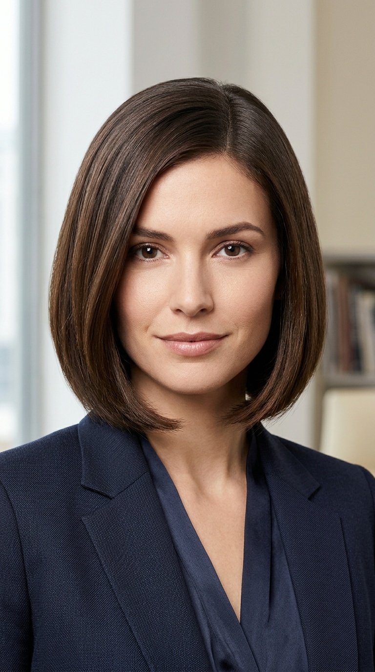 Smooth Bob with Side Part