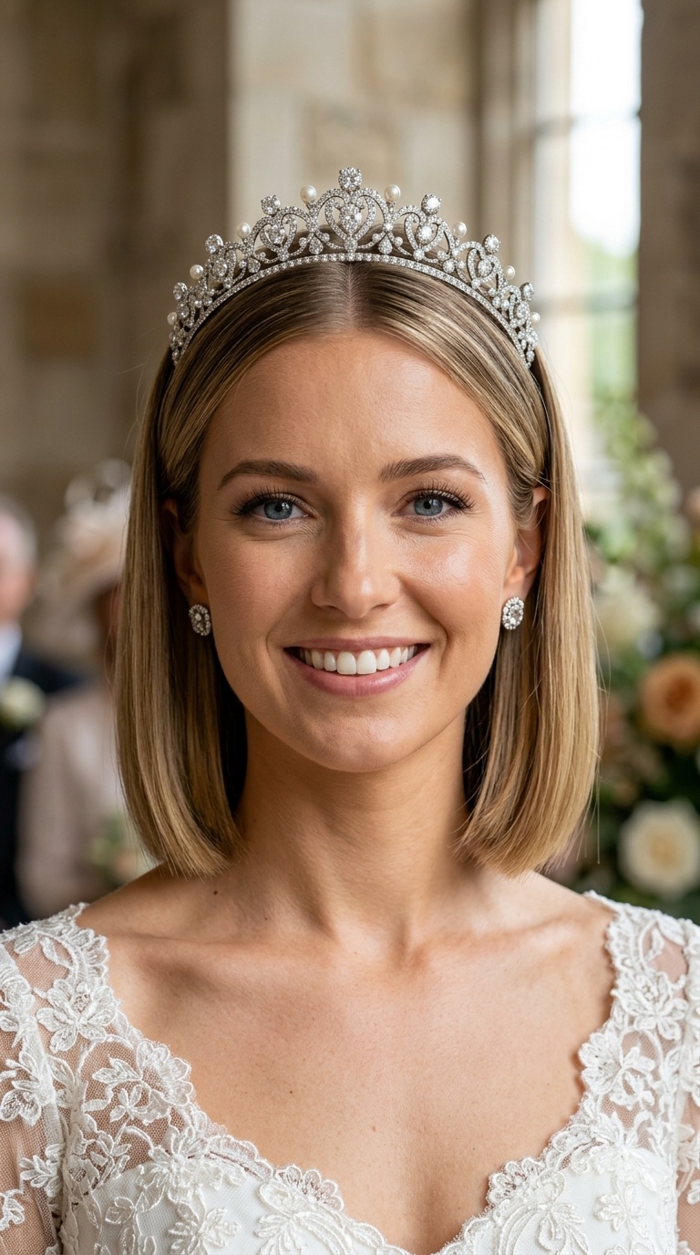 Smooth Bob with Tiara