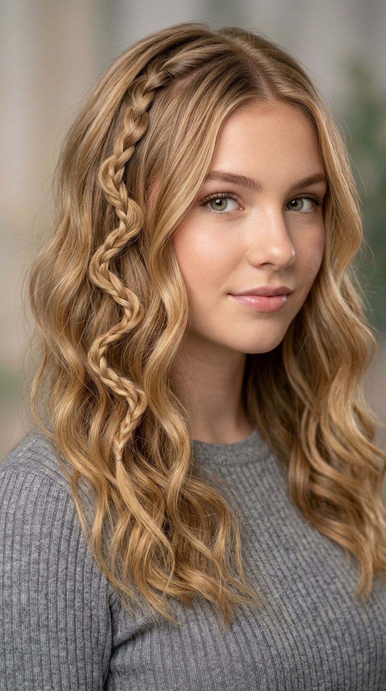 Snake Braid Accent with Loose Waves