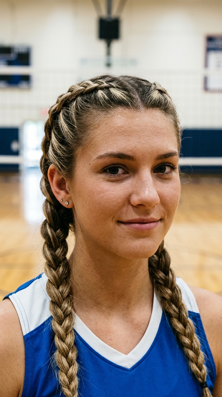 Snake Braid into Low Pigtails