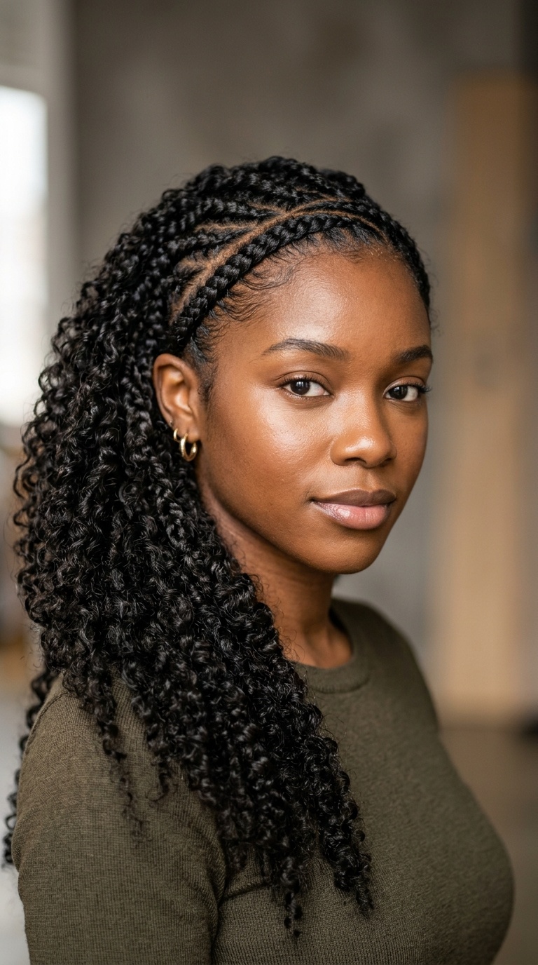 Snake Braid with Textured Curls