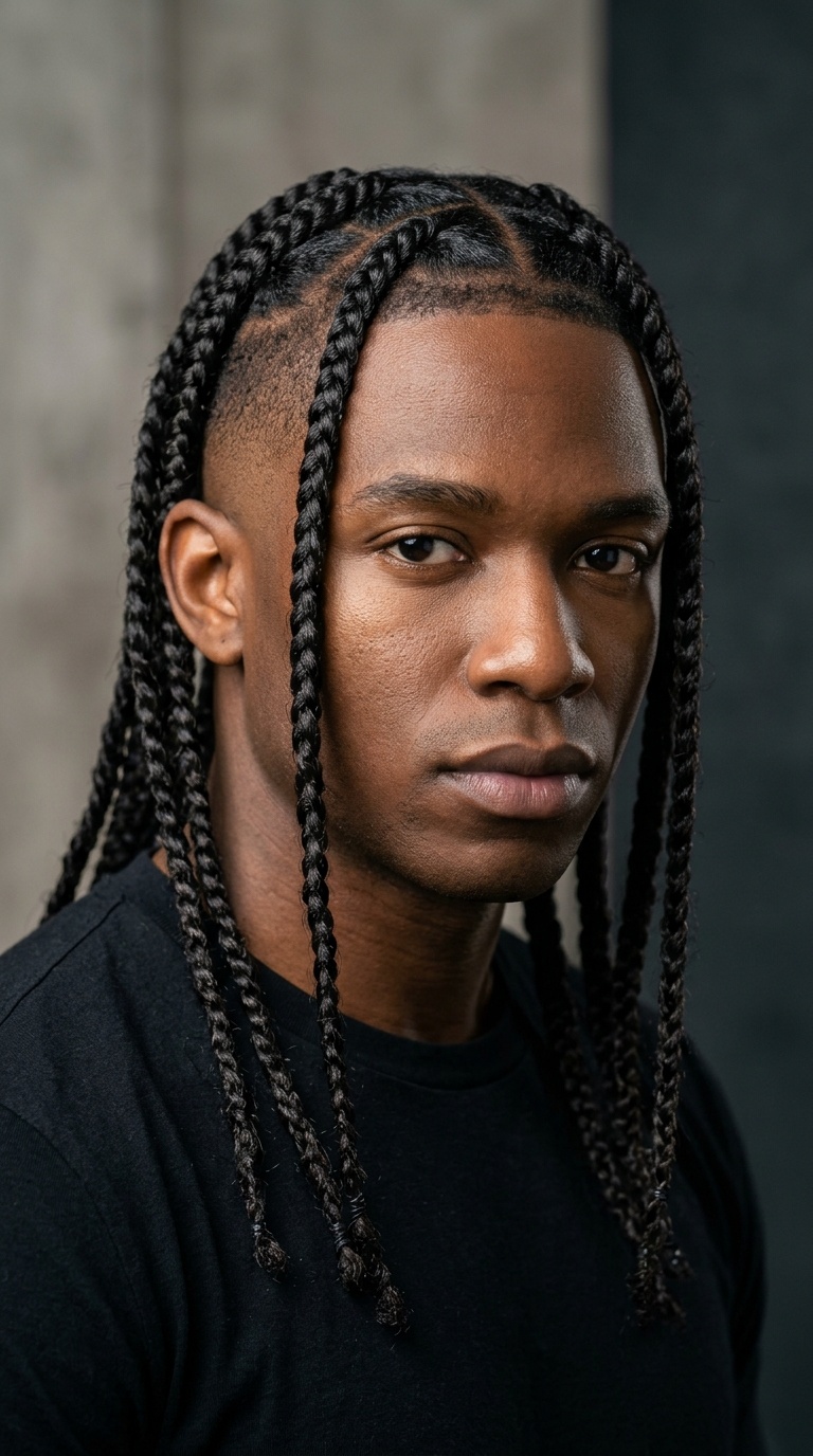 Snake Braids with Burst Fade