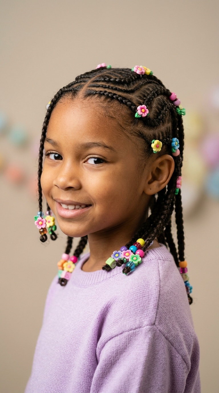 Snake Braids with Floral Beads