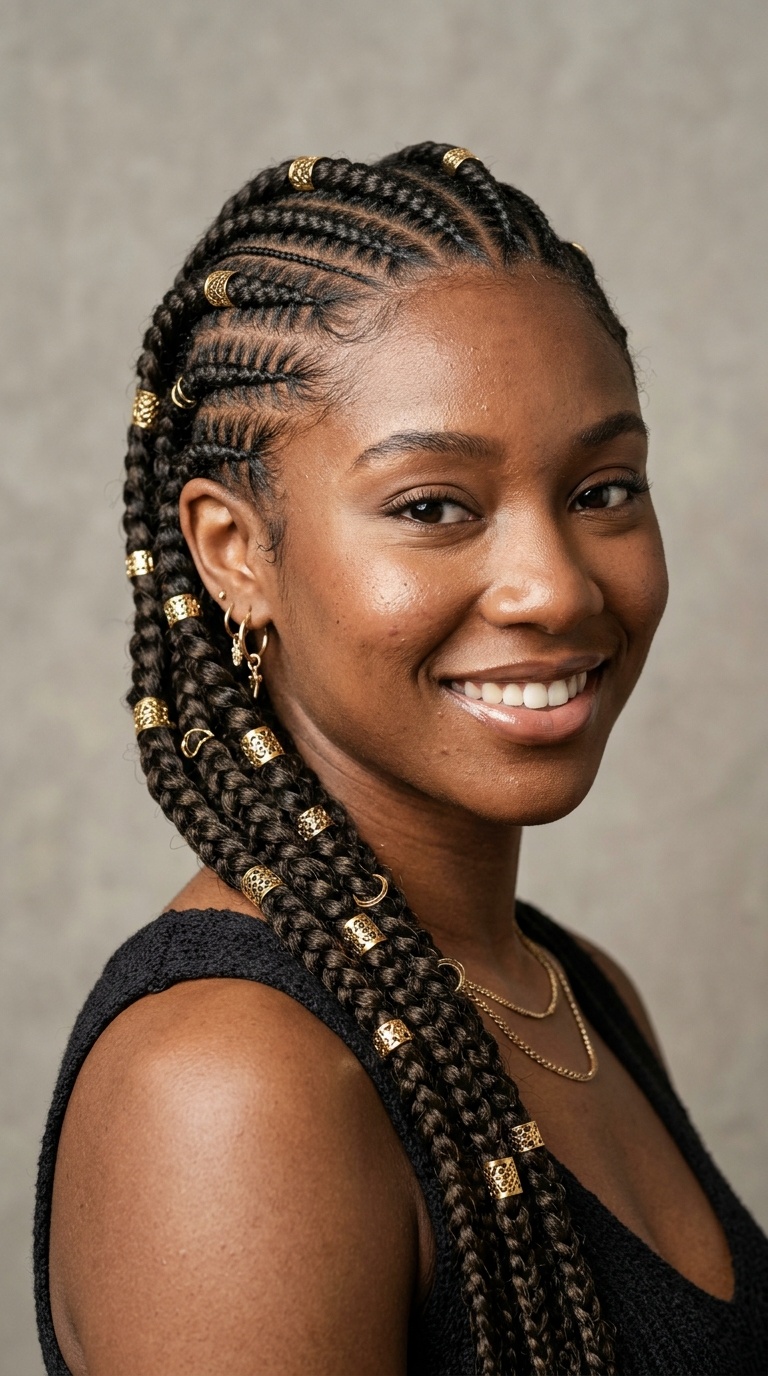 Snake Braids with Gold Cuffs