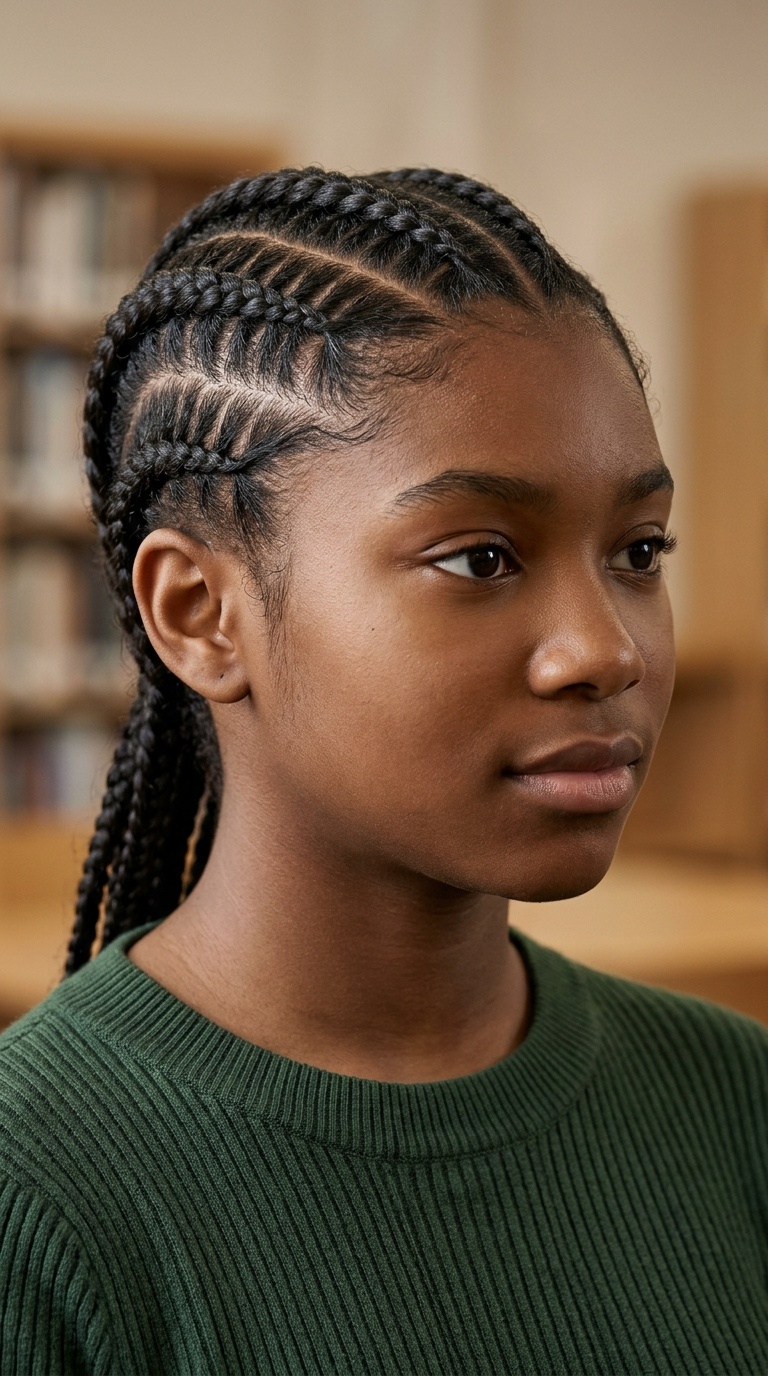 Snake Cornrows with Zig-Zag Parts
