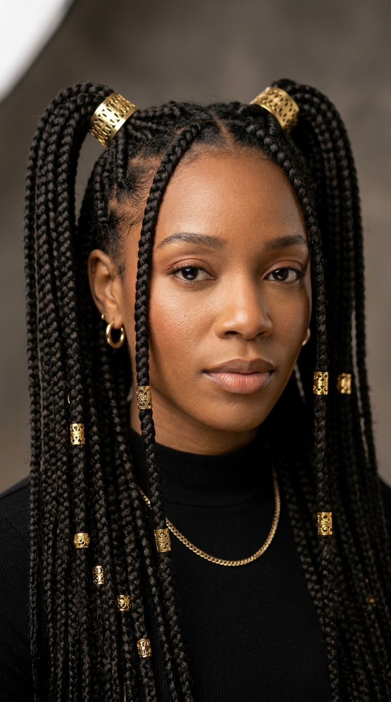 Snoop Braids with Gold Cuffs