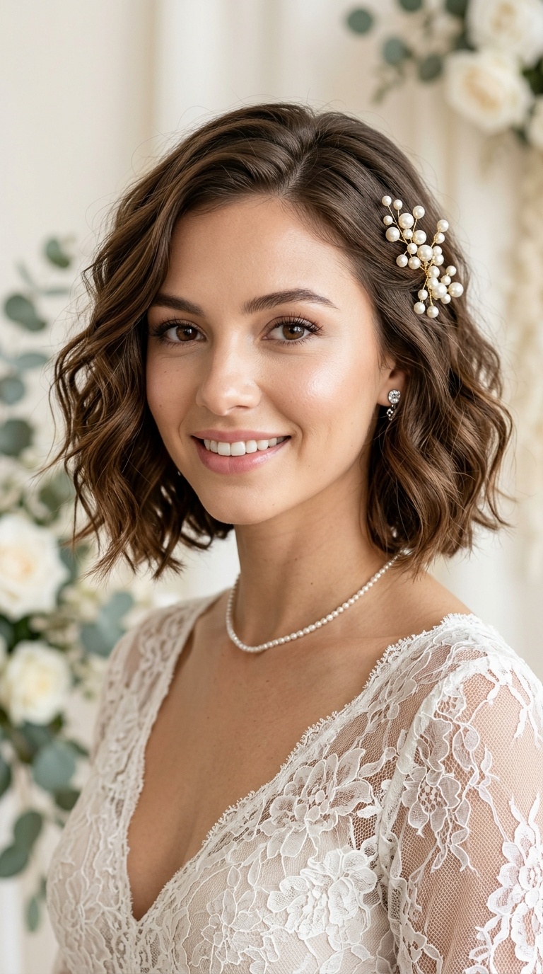 Soft Beachy Bob with Pearl Pins