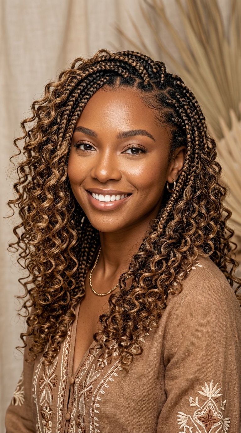 Soft Caramel Highlights and Curls