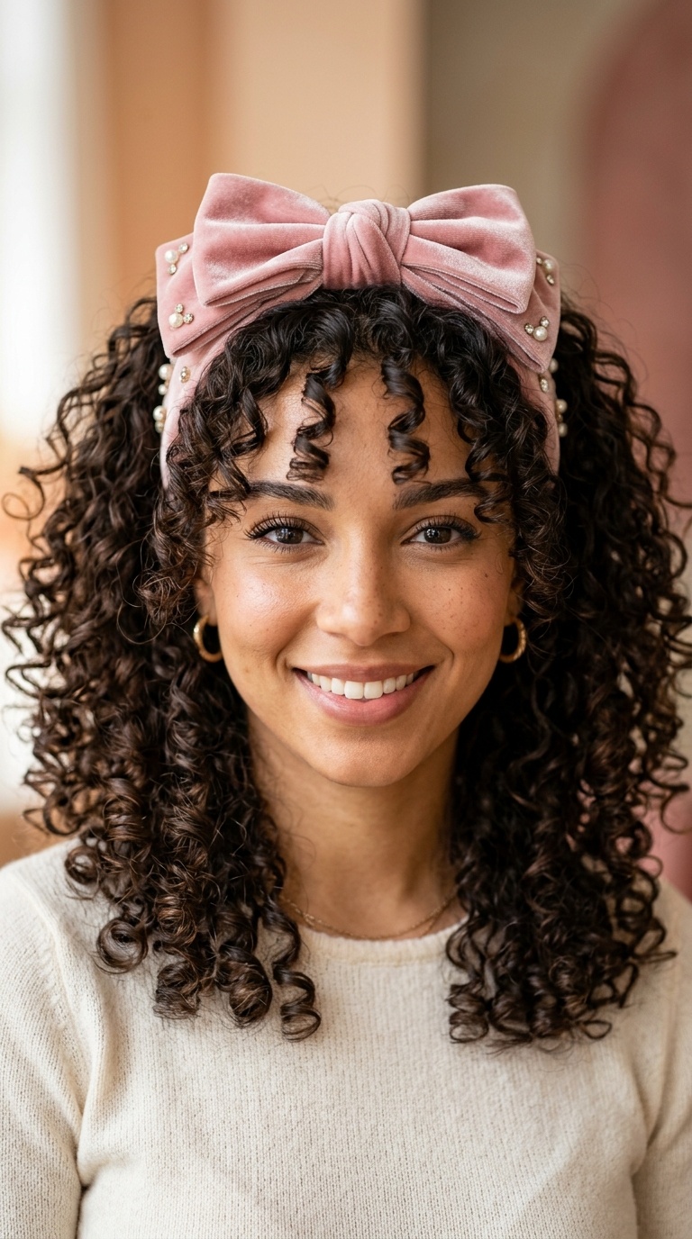 Soft Curls with a Statement Headband Bow
