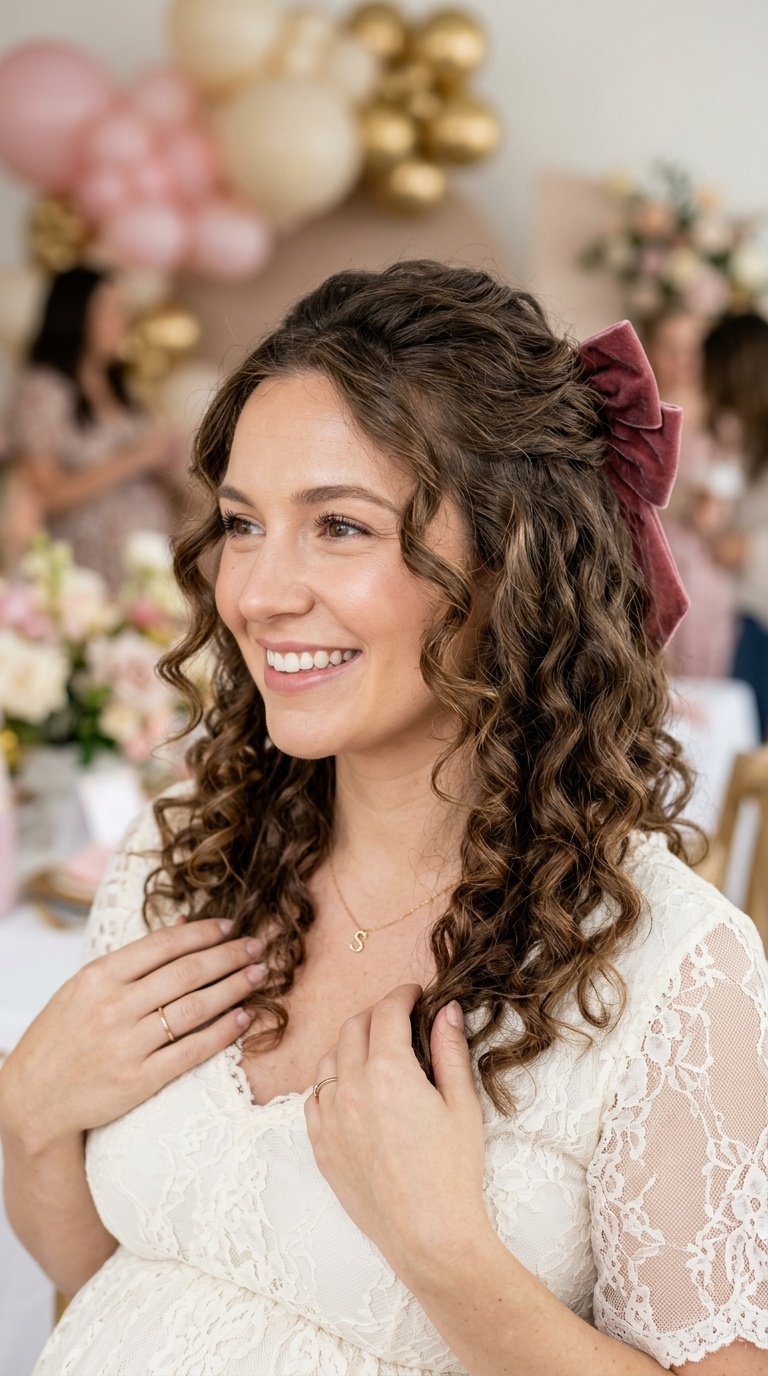 Soft Curls with a Velvet Bow