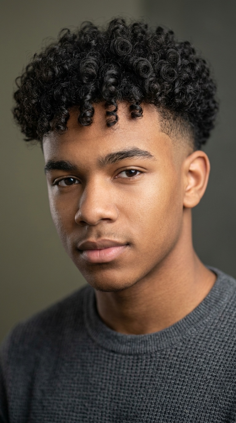 Soft Curls with Shadow Drop Fade
