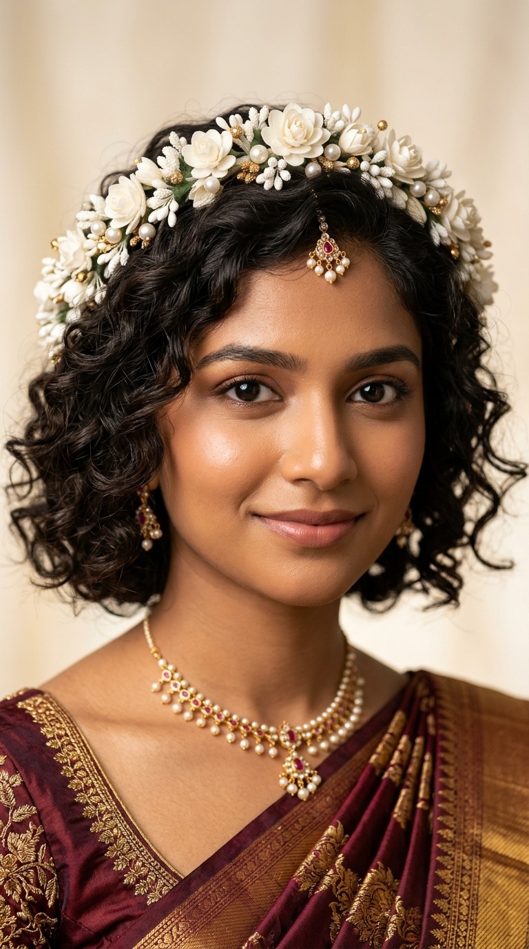 Soft Curls with Shola Flower Crown