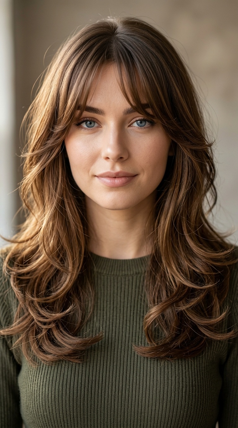 Soft Curtain Bangs with Long Internal Layers