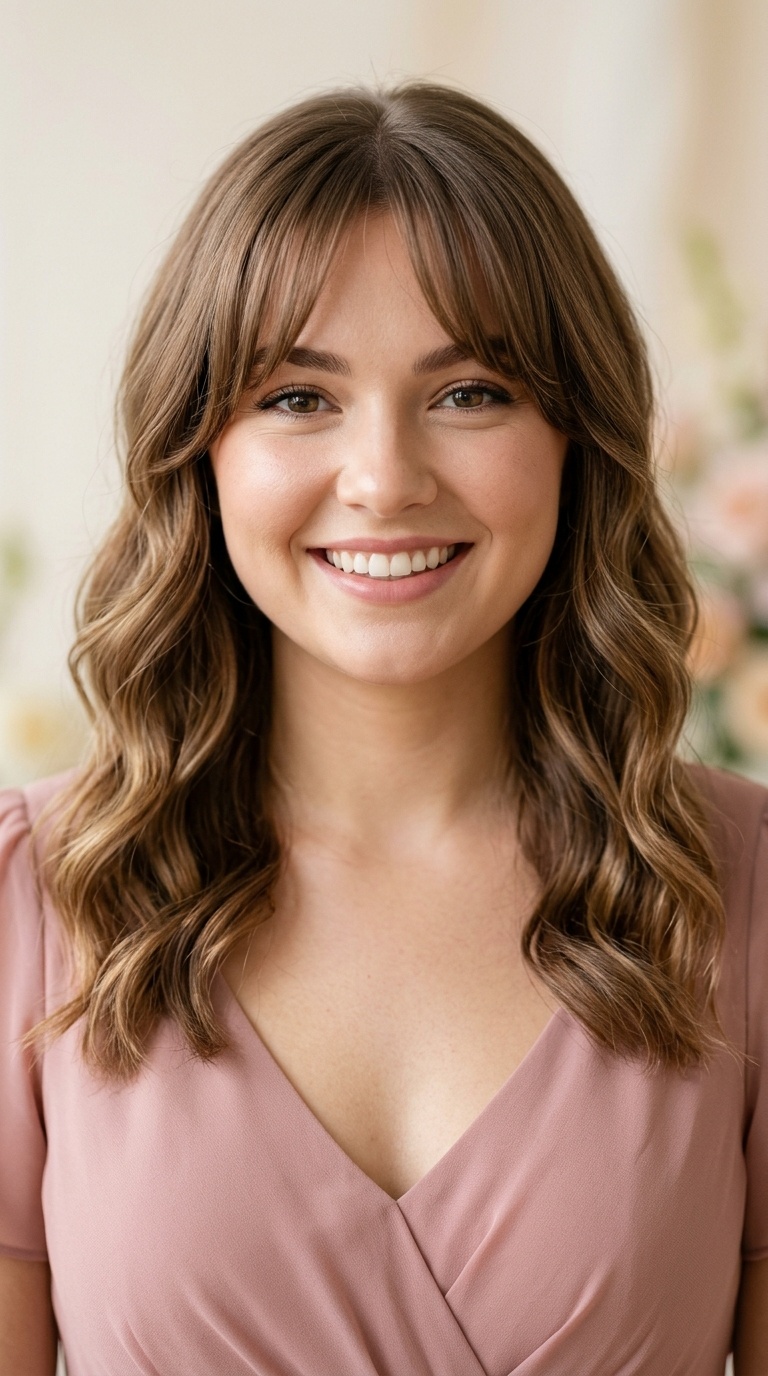 Soft Curtain Bangs with Loose Waves