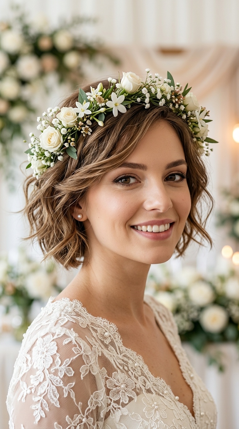 Soft Floral Crowned Bob
