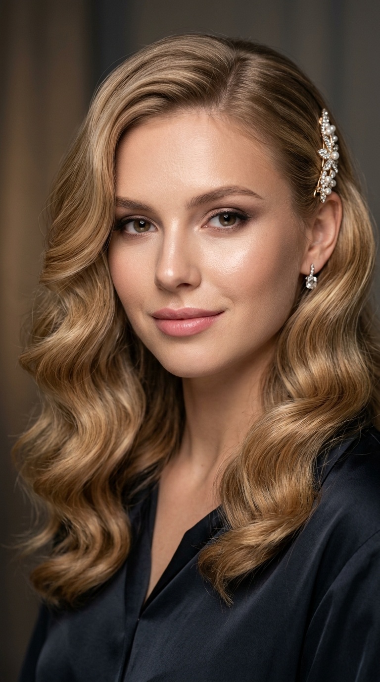 Soft Glamour Waves with Side Clip