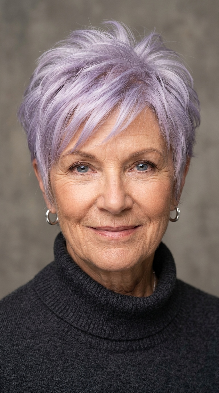 Soft Lavender Hue Feathered Pixie
