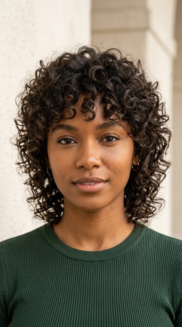 Soft Layered Curly Mullet