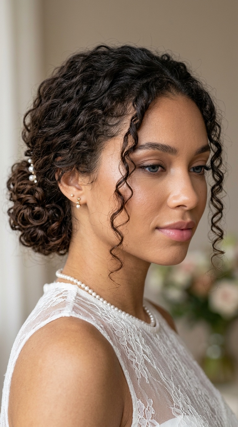 Soft Low Chignon with Face-Framing Tendrils
