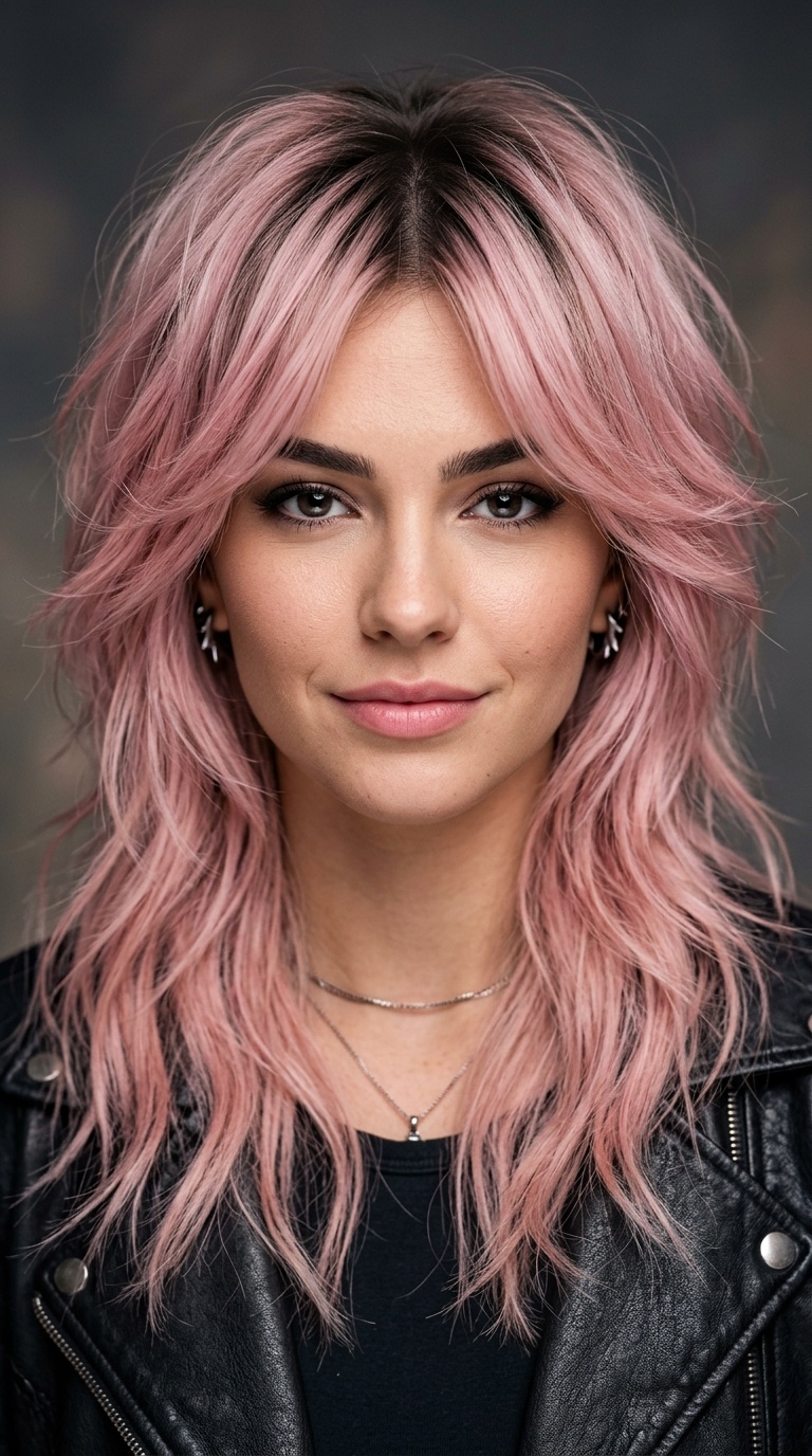 Soft Pink Feathered Rockstar Layers