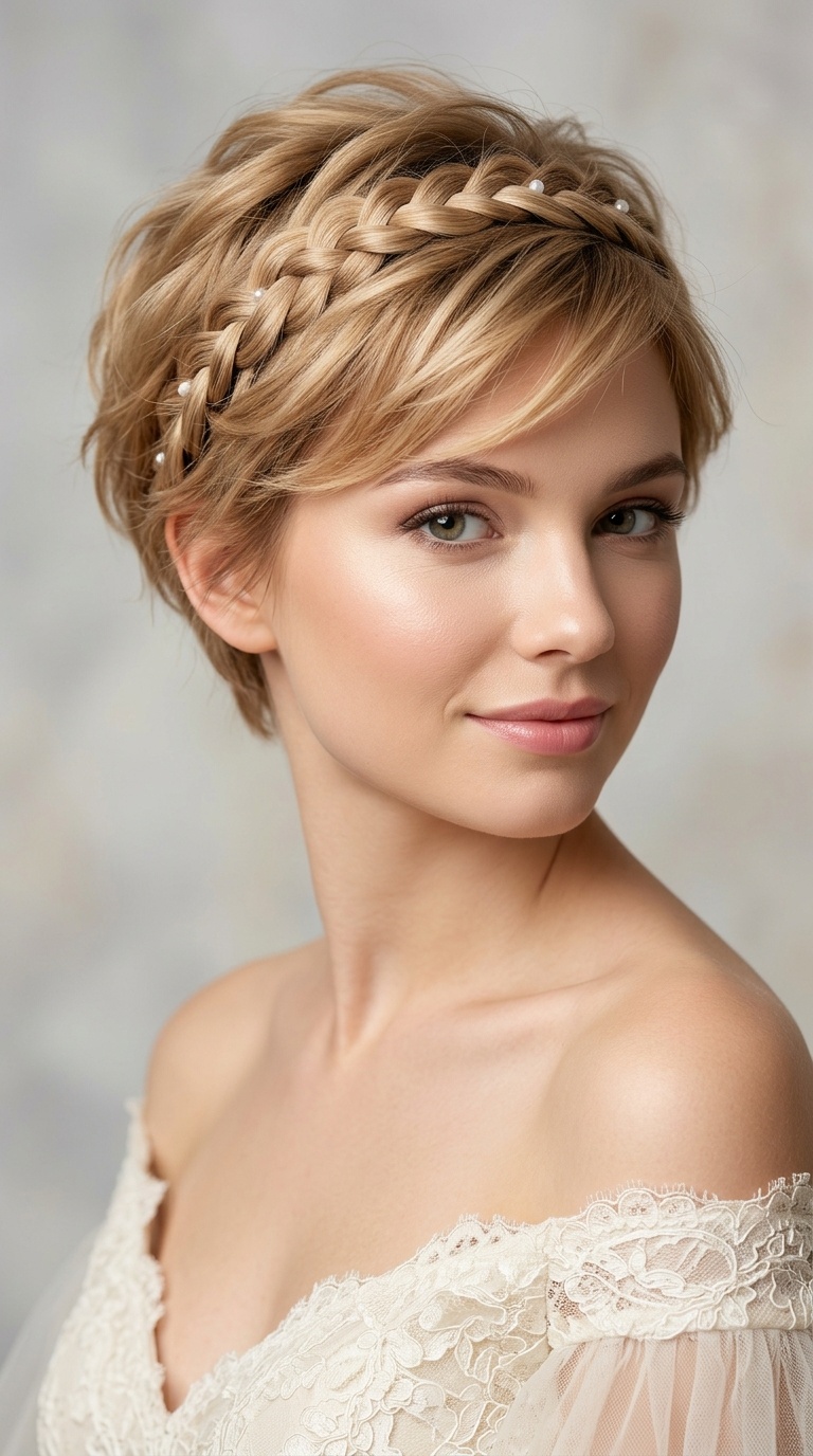 Soft Pixie with Braided Headband