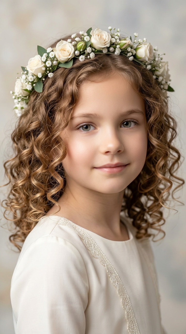 Soft Ringlets with Floral Crown